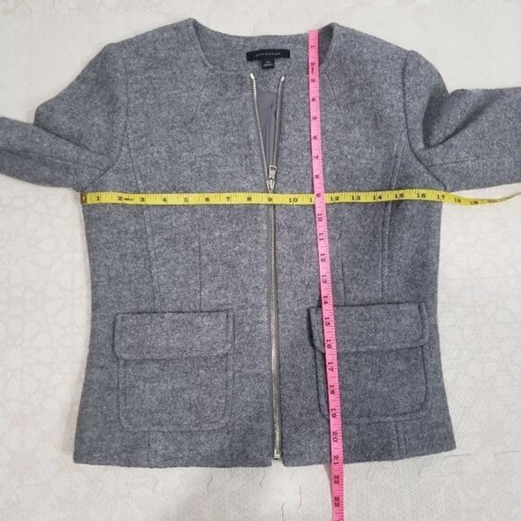Ann Taylor Wool Blend Zip up Gray Jacket Size Extra Small - Picture 11 of 13